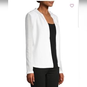 BCBGeneration White Hooded Mesh Long Sleeve Jacket Size S NWT